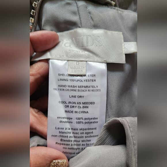 David's Bridal Rhinestones Straps Silver Mini Dress Size 0 - Picture 9 of 9